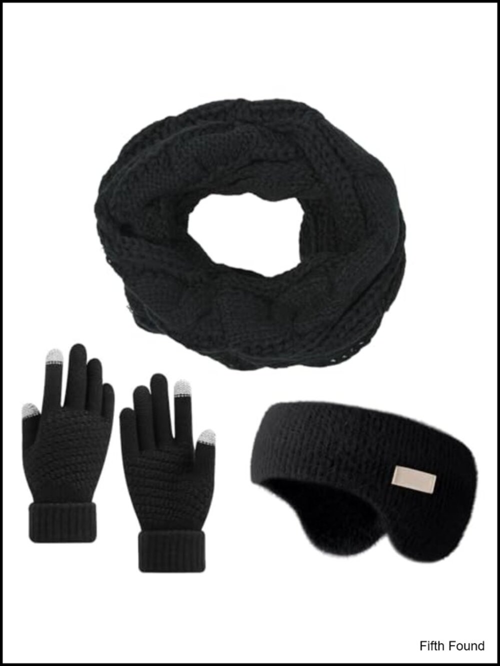 Womens Winter Infinity Scarf Ear Muffs Touchscreen Gloves 3pc Set Acrylic